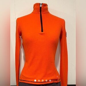 L-RL Women's Vibrant Orange Half-Zip Jersey Top ultimate waffle comfort!